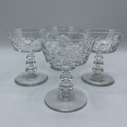 Vintage Rock Sharpe “Olive and Cross” Champagne Coupe Glasses Set of 4 /hg