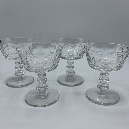 Vintage Rock Sharpe “Olive and Cross” Champagne Coupe Glasses Set of 4 /hg