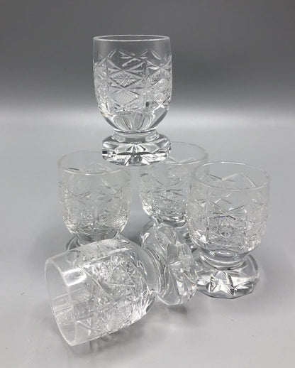 Set of 5 Elegant Cut Crystal Cordial/ Shot Glasses /b