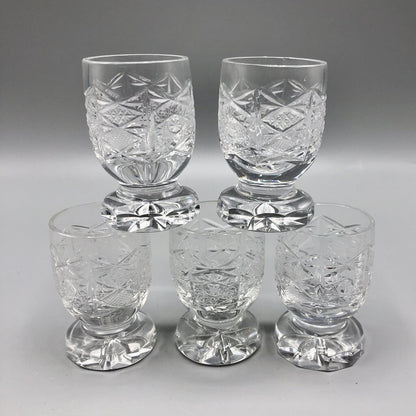 Set of 5 Elegant Cut Crystal Cordial/ Shot Glasses /b