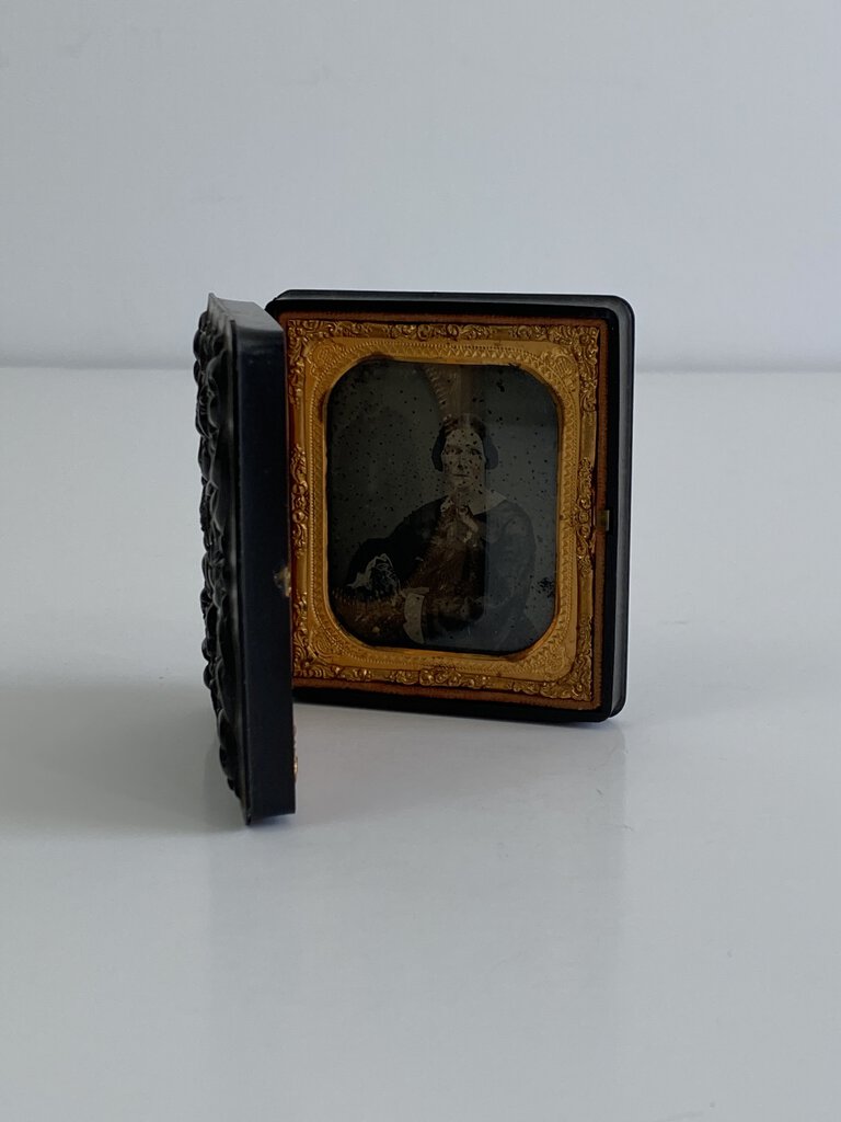 Daguerreotype Sixth Plate Size Double Thermoplastic Case Man Woman /ro