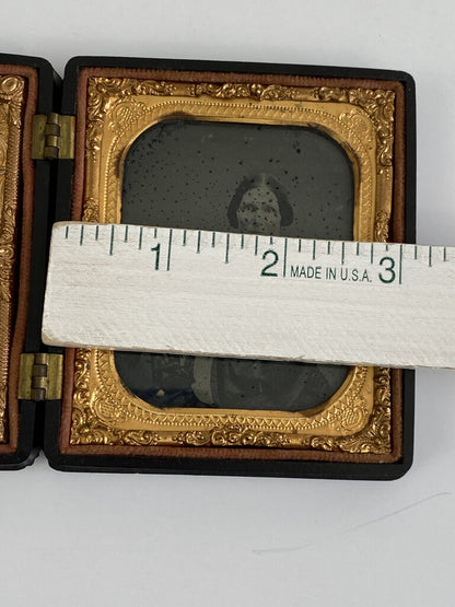 Daguerreotype Sixth Plate Size Double Thermoplastic Case Man Woman /ro