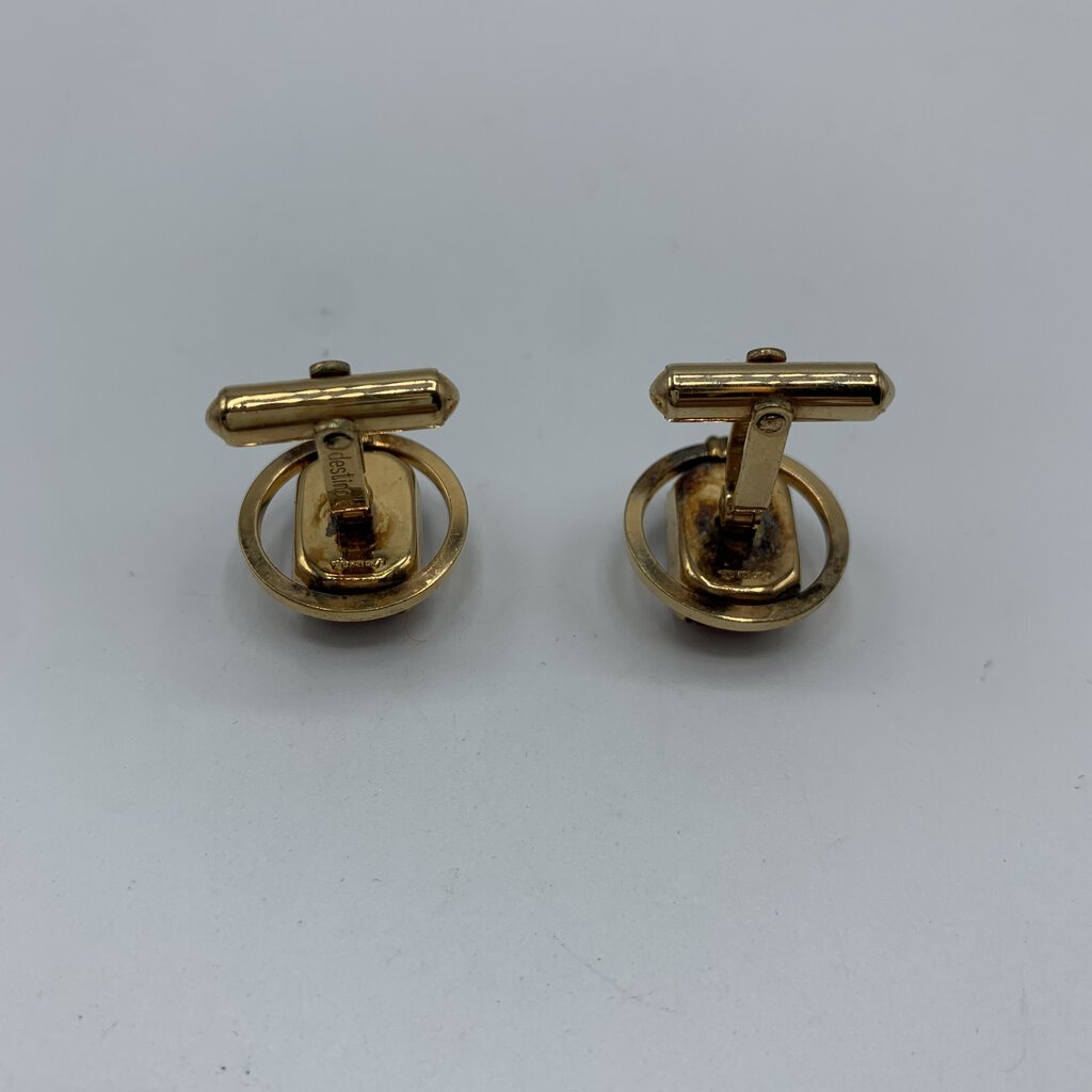 Vintage Destino 1/20 12K GF Ruby Glass Cuff Links /hg