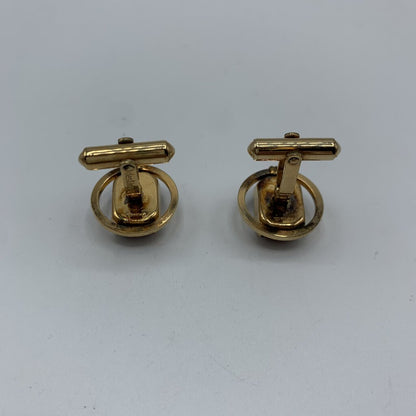 Vintage Destino 1/20 12K GF Ruby Glass Cuff Links /hg