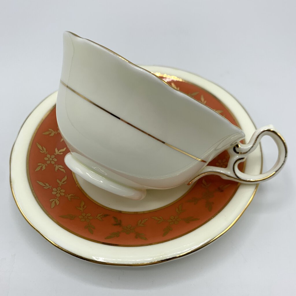 Vintage Aynsley Orange and Gold Fine Bone China Teacup and Saucer /hg