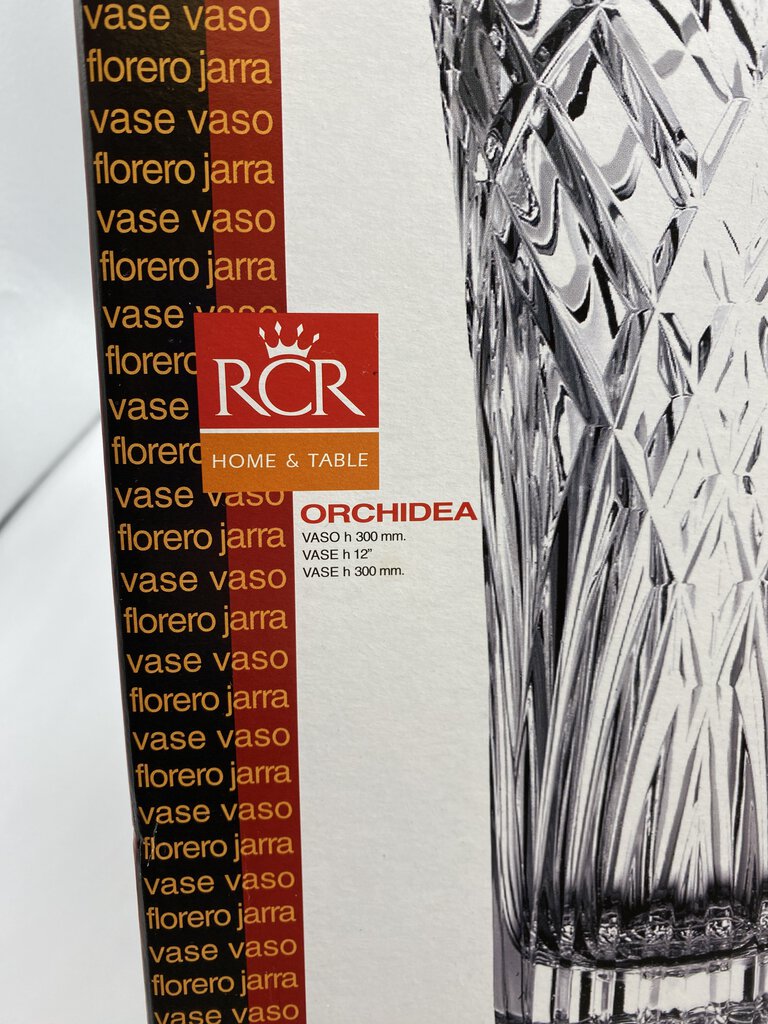 RCR Crystal Orchidea Vase 12” Made in Italy NIB /rb