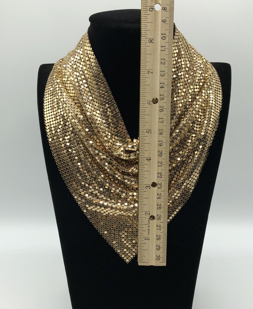 1960s-1970s Gold Mesh Chain Mail Scarf Bandana Necklace /b