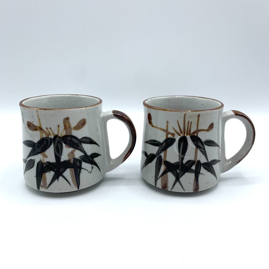 Korean Hand-Painted Art Pottery Mugs Set of 2 /hg