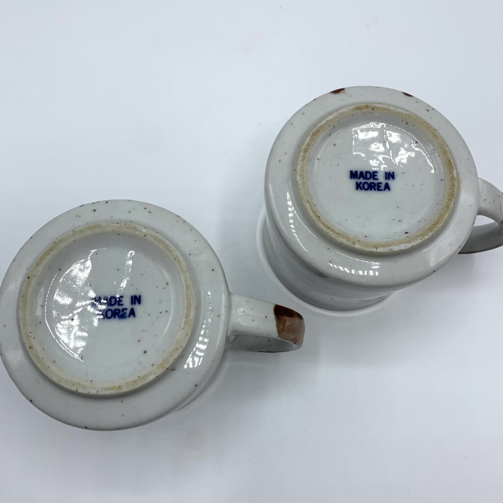 Korean Hand-Painted Art Pottery Mugs Set of 2 /hg