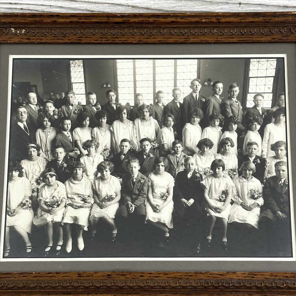 Framed Antique Class/School Photograph /cb