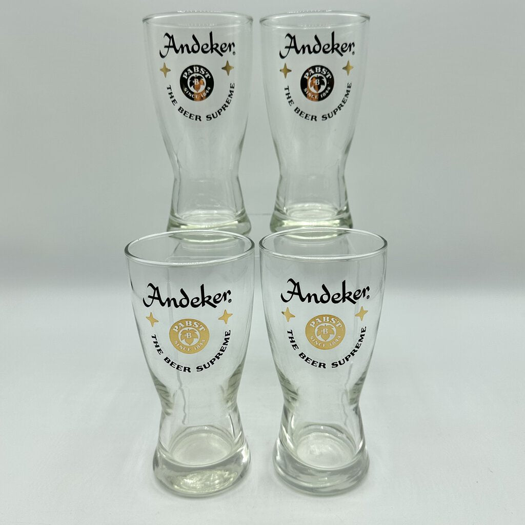 Set Of 4 Vintage Libbey Andeker Lager Beer Glasses /cb