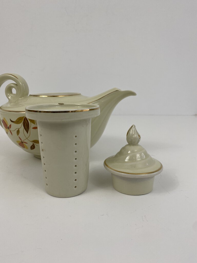 Vintage Hall’s Superior Mary Dunbar Autumn Leaf Aladdin Tea Pot w/Infuser Lid /rb