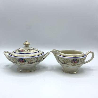 Antique Haas & Czjzek “La Boheme Blue” Sugar and Creamer Set /hg