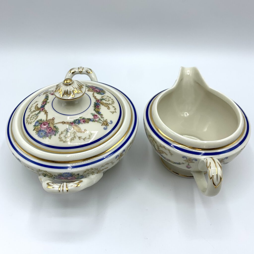 Antique Haas & Czjzek “La Boheme Blue” Sugar and Creamer Set /hg