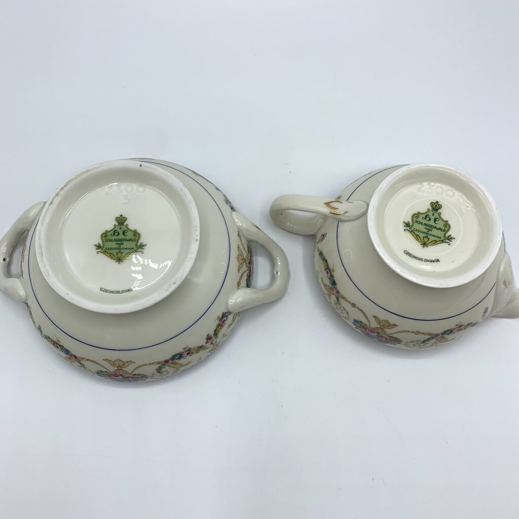 Antique Haas & Czjzek “La Boheme Blue” Sugar and Creamer Set /hg