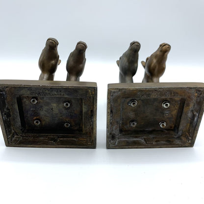 Vintage Bronze Frankart Double Horse Head Bookends (HG)