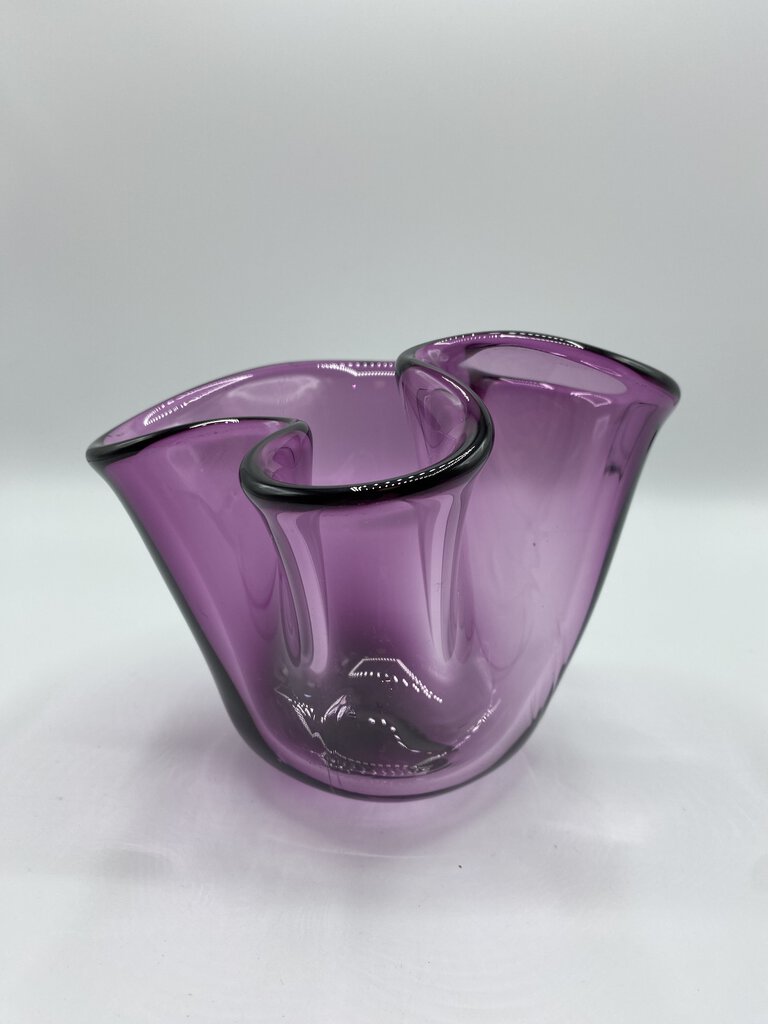 Amethyst Purple Art Glass Ruffled Edge Dish 5” /ro