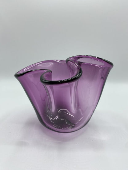 Amethyst Purple Art Glass Ruffled Edge Dish 5” /ro