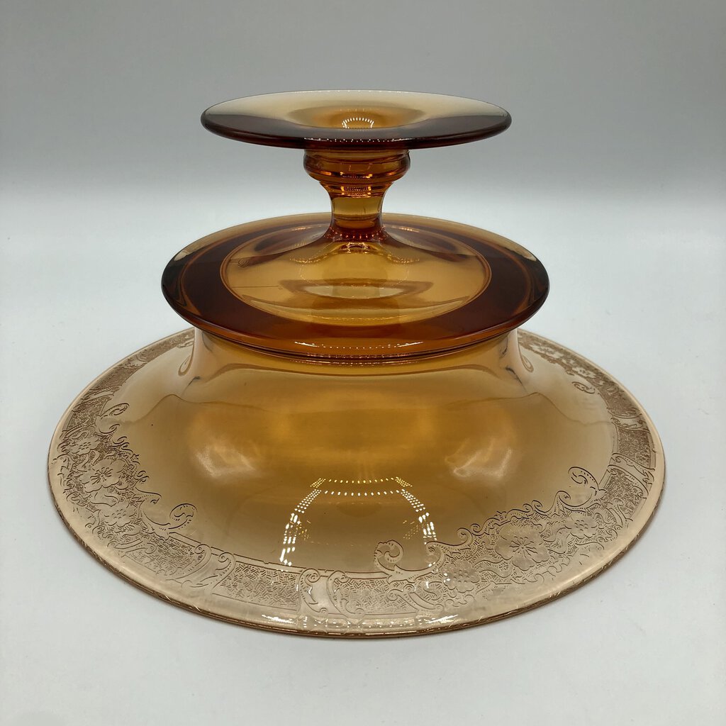 Fostoria Royal Amber Compote Depression Glass /b