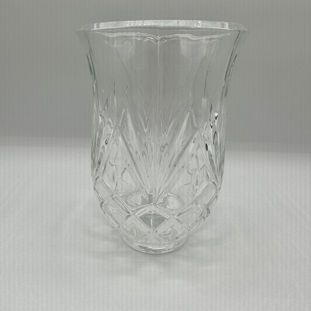 Vintage De Plomb Hand Cut 24% Lead Crystal Hurricane Lamp Shade /cb