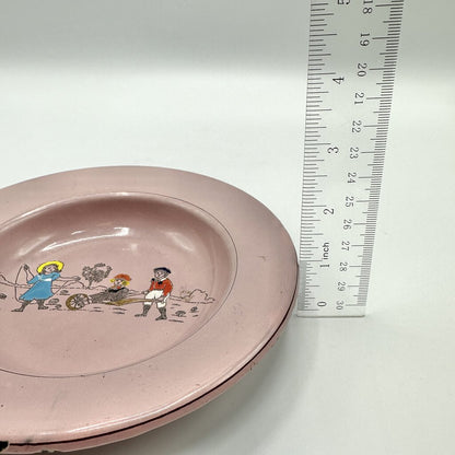 Antique Enamelware Pink Childs Feeding Plate Made In Germany /cb