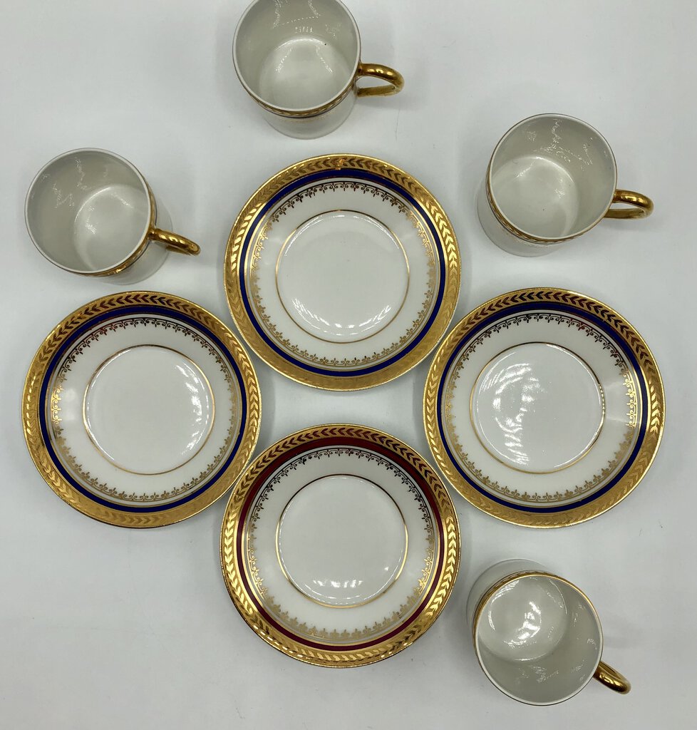 Goumot Labesse Limoges Demitasse Cup & Saucer Set of 4 /b