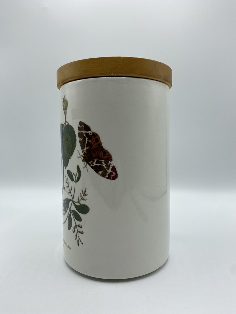 VTG Portmeirion The Botanic Garden 8” & 6.5” Canisters w/Wood Lids /ro