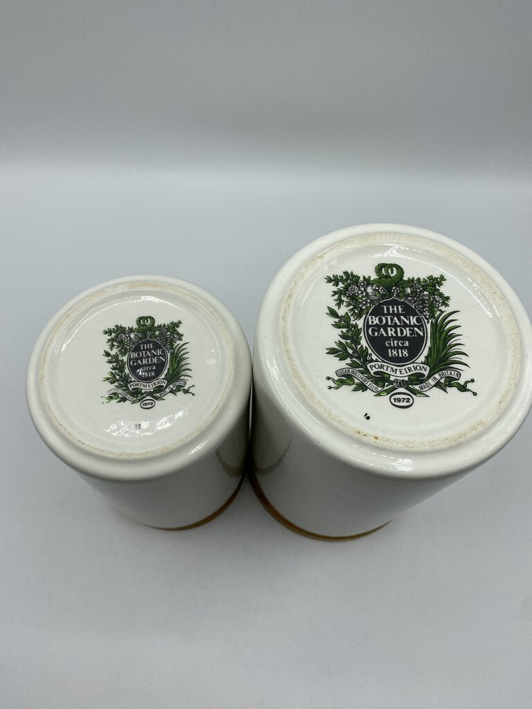 VTG Portmeirion The Botanic Garden 8” & 6.5” Canisters w/Wood Lids /ro