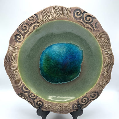 Susan Salmeron Studio Pottery Crackle Glass Bowl /hg