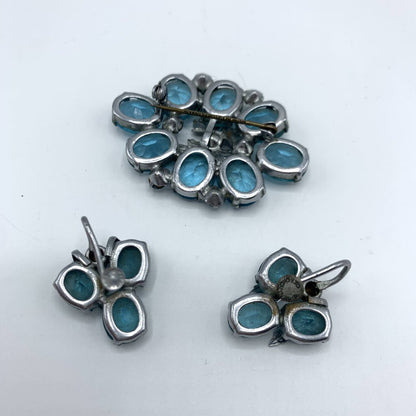 Vintage Czechoslovakian Glass Brooch and Earrings /hg