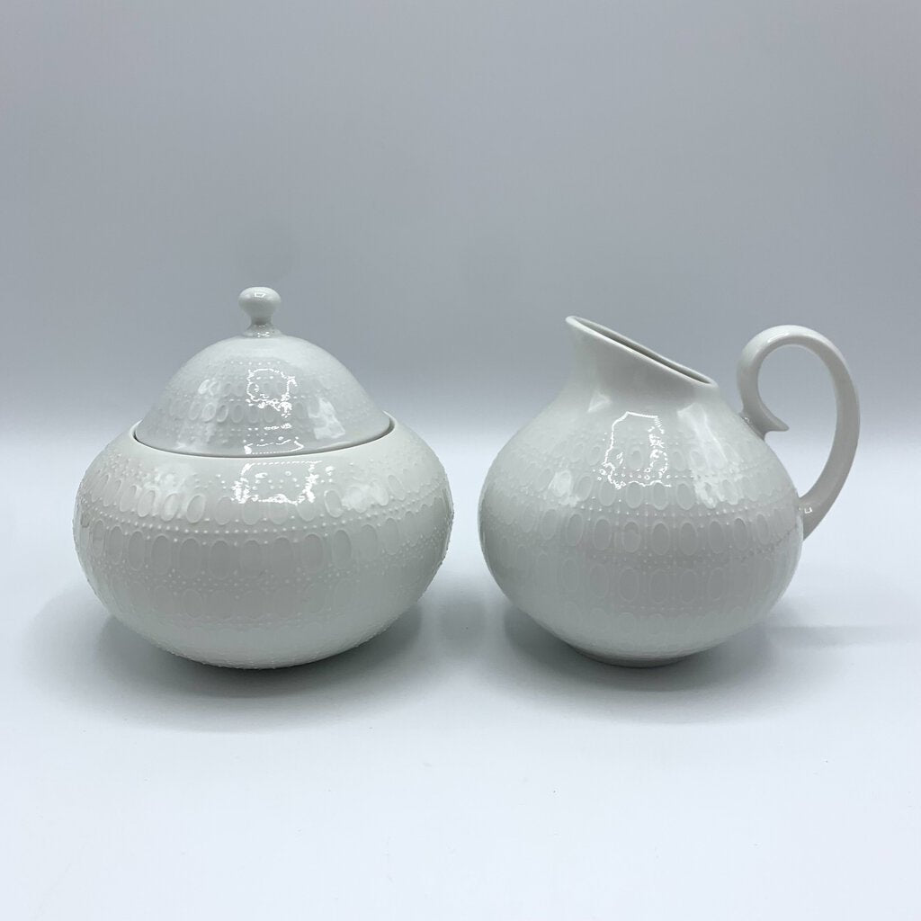 Vintage Mid-Century Bjorn Wiinblad Rosenthal “Romance White” Sugar and Creamer Set /hg