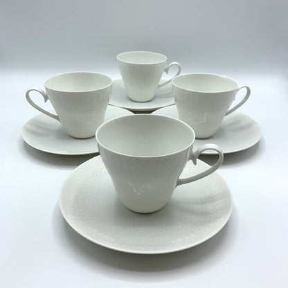 Vintage Mid-Century Bjorn Wiinblad Rosenthal “Romance White” Cups and Saucers Set of 4 /hg