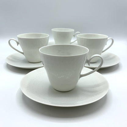 Vintage Mid-Century Bjorn Wiinblad Rosenthal “Romance White” Cups and Saucers Set of 4 /hg