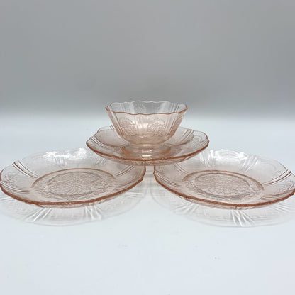 Vintage MacBeth-Evans “American Sweetheart” Saucers Set of 4 PLUS Bonus Low Sherbet Bowl, Depression Glass /hg