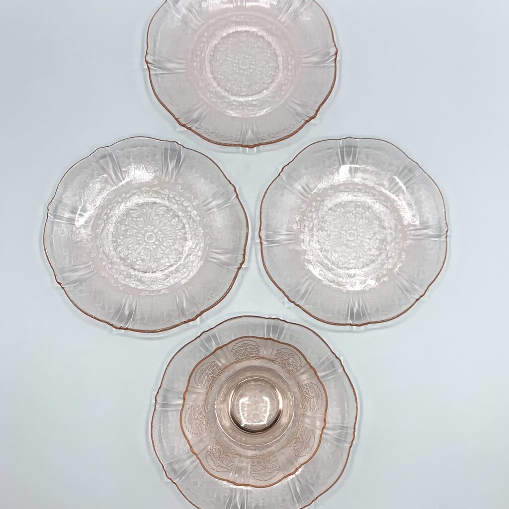 Vintage MacBeth-Evans “American Sweetheart” Saucers Set of 4 PLUS Bonus Low Sherbet Bowl, Depression Glass /hg