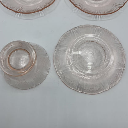 Vintage MacBeth-Evans “American Sweetheart” Saucers Set of 4 PLUS Bonus Low Sherbet Bowl, Depression Glass /hg