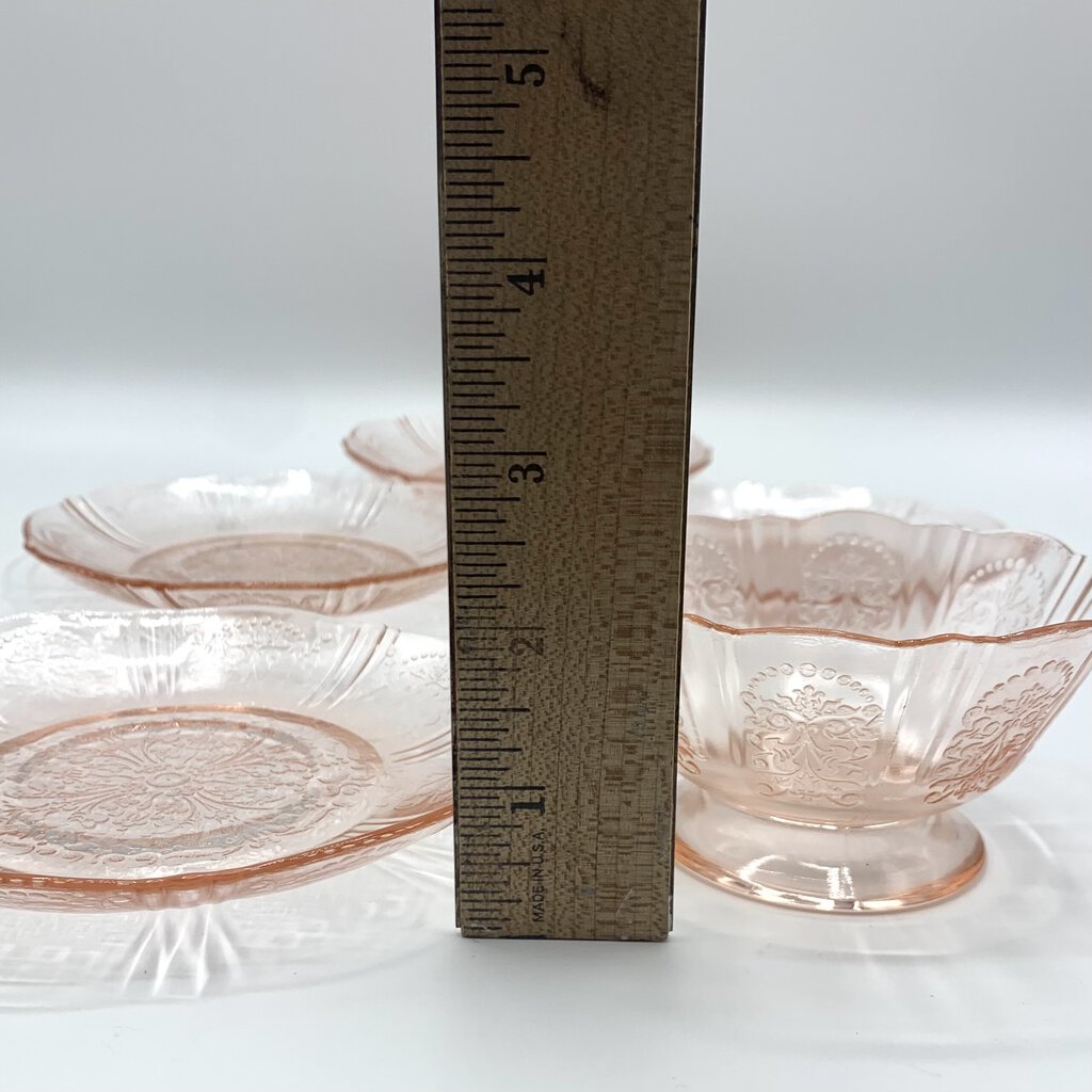 Vintage MacBeth-Evans “American Sweetheart” Saucers Set of 4 PLUS Bonus Low Sherbet Bowl, Depression Glass /hg