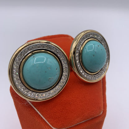 Vintage 1980s Ben-Amun Turquoise Blue Clip-on Earrings /hg