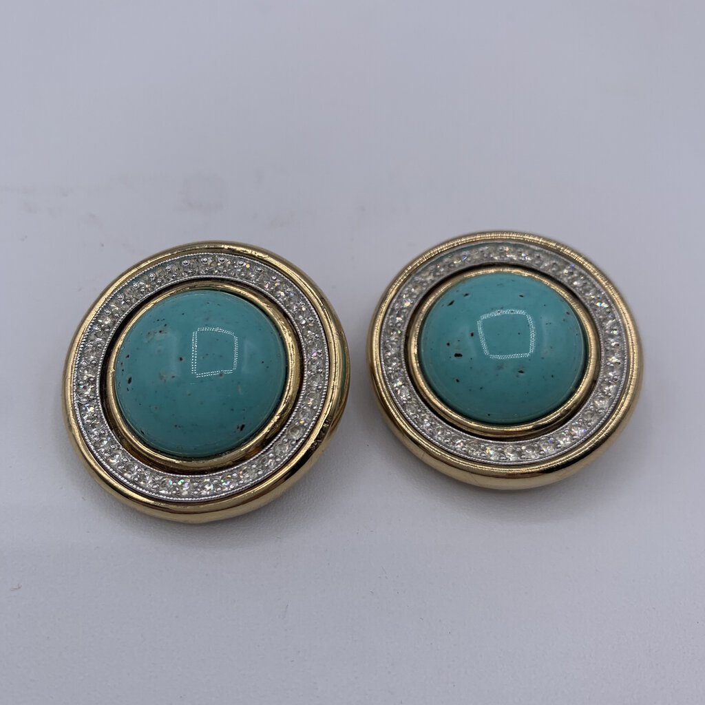 Vintage 1980s Ben-Amun Turquoise Blue Clip-on Earrings /hg