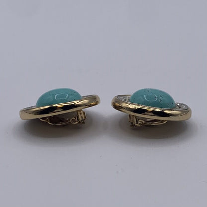 Vintage 1980s Ben-Amun Turquoise Blue Clip-on Earrings /hg