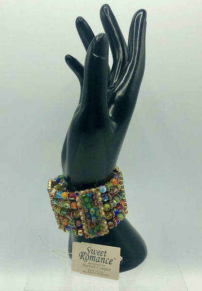 Sweet Romance Tango Millefiori Glass Bead Cuff Bracelet /b