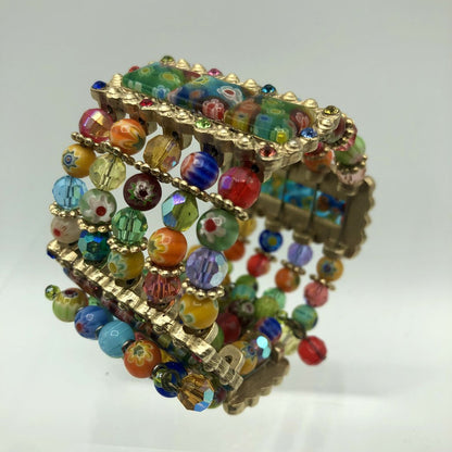 Sweet Romance Tango Millefiori Glass Bead Cuff Bracelet /b