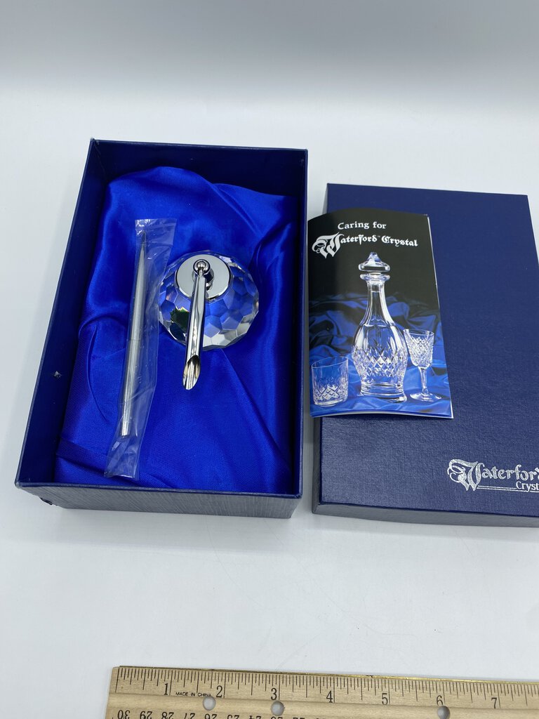 Waterford Crystal Paperweight Pen Holder Cut Glass NIB /ro