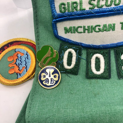 Vintage Lot of Girl Scout Hat, Sash & Patches /b