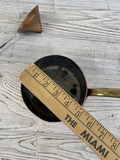 Antique Copper Kitchenware Mini Tea Pot/4.5” Saucepan/Funnel Ladle /rb