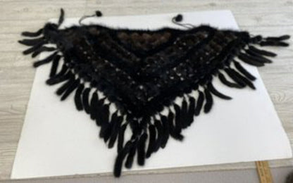 Women’s Real Fur Shawl/Shrug Black/Brown Crocheted Unique! /roh