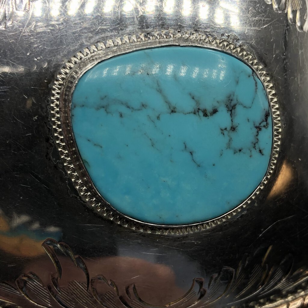 Vintage Comstock Silversmiths Silver & Turquoise Western Belt Buckle /b