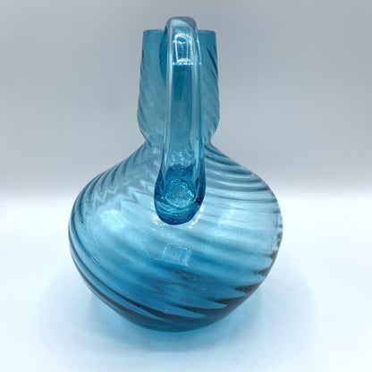 Vintage Mid-Century Turquoise Blown Glass Jug /hgo