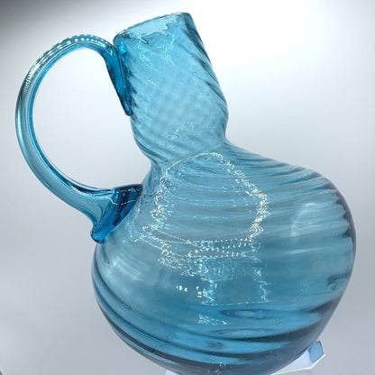 Vintage Mid-Century Turquoise Blown Glass Jug /hgo