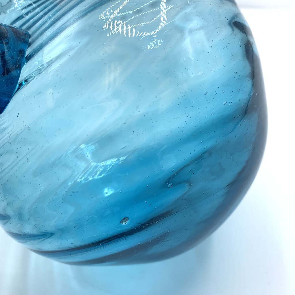 Vintage Mid-Century Turquoise Blown Glass Jug /hgo